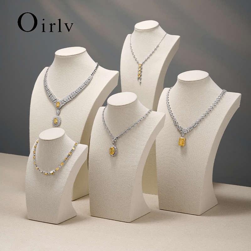 Oirlv マネキン リネンネックレス ペンダント チェーン ジュエリー バスト ネック ディスプレイ スタンド ジュエリー ホルダー ネックレス ペンダント ウィンドウ ディスプレイ 小道具