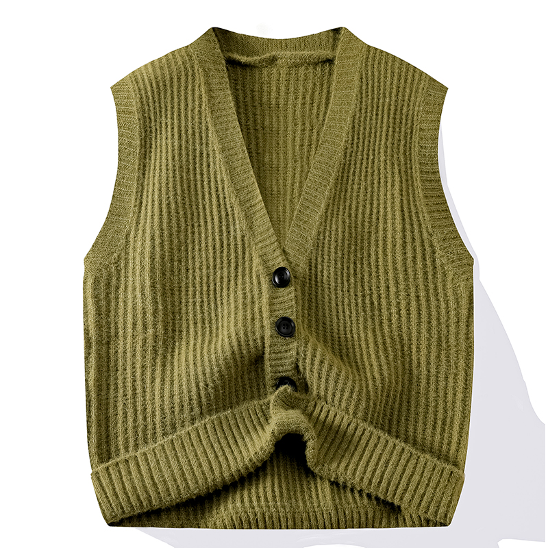 シックなカジュアルノースリーブベストチョッキニット V ネックファッションルーズシャツコート新しい男性服トップスニットセータージャケットカーディガン