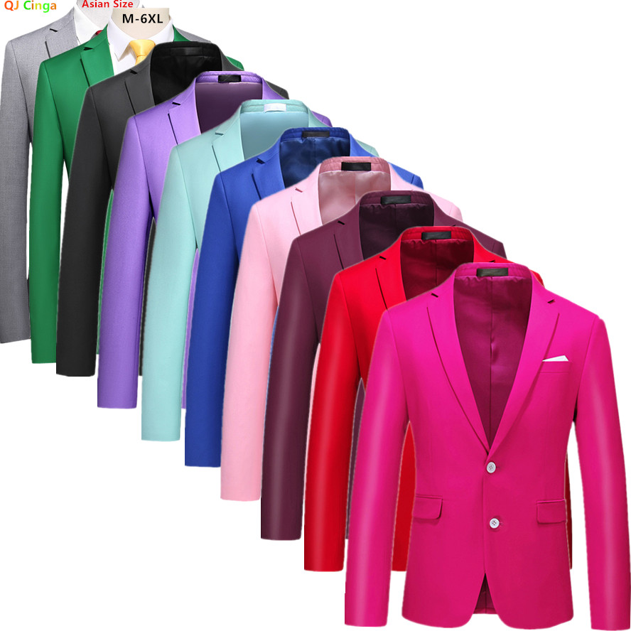 Men's Rose Red Suit Jacket, Wedding/Office Slim-fit Formal Coat, Asian Size M-6XL,Available in Blue, Gray, Black, Purple, Green