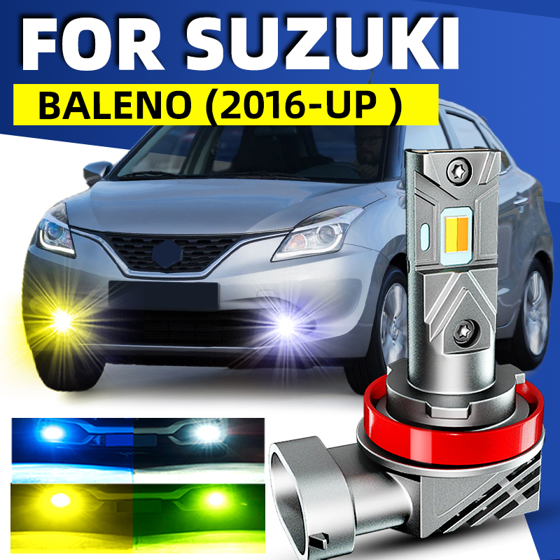 2 個車 LED フロントフォグランプ電球デュアルカラースイッチバック白黄色スズキバレーノ 2016 2017 2018 2019 2020 2021 2022 12v