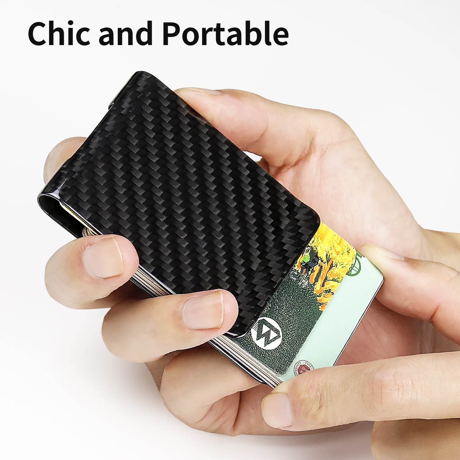 卸売ブラックツイルカーボンファイバーポケット財布スリム RFID キャッシュクリップクレジットカードホルダー男性のためのビジネスギフト
