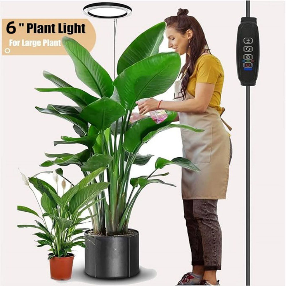 6 インチ LED フルスペクトル植物ライト、大型植物用の調整可能な拡張可能なポール付き - 成長光の調整