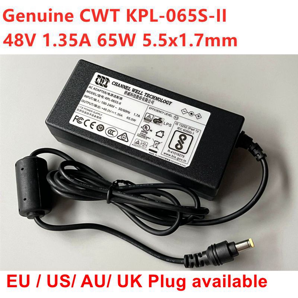 本物の CWT 48V 1.35A 65 ワット AC DC アダプタ KPL-065S-II VI Hikvision ビデオレコーダー NVR POE 電源充電アダプタ