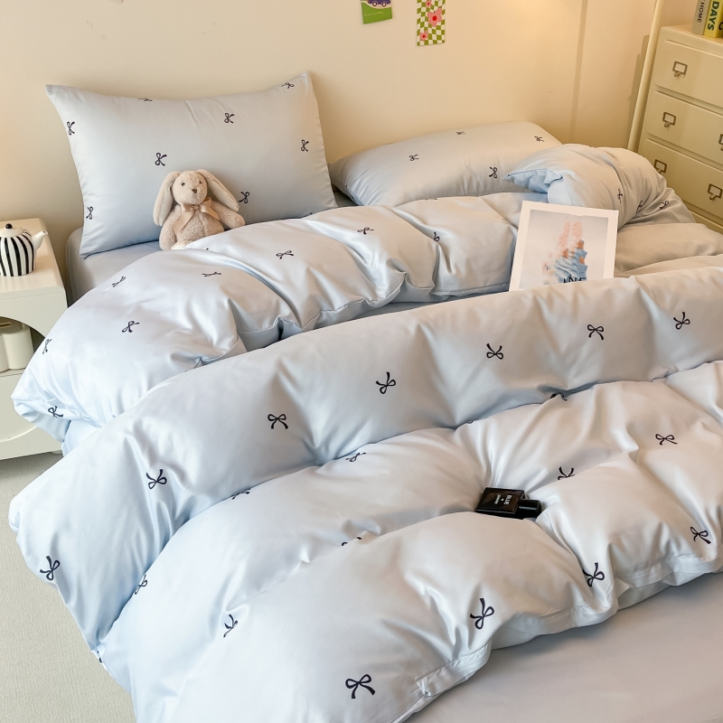 ブルー布団カバーセット 3 枚 (掛け布団カバー 1 枚、枕カバー 2 枚、芯なし)、プリント寝具セット、ソフトで快適