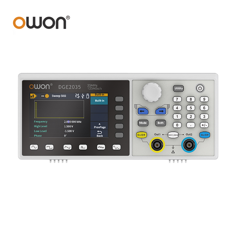 OWON DGE2035 DGE2070 波形信号発生器 70MHz 300MS/s 2CH 14 ビット 8k 3.6 インチ複数の波形出力変調機能