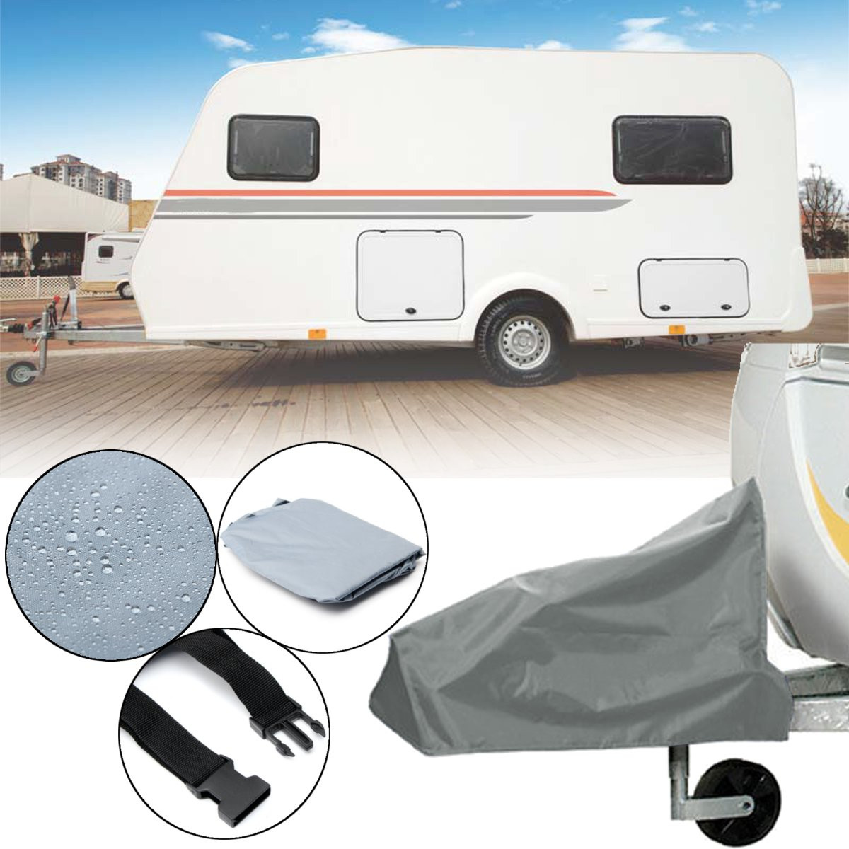 103 × 67 × 99 × 30 センチメートルユニバーサル RV キャラバン牽引ヒッチカバー防水防塵トレーラー牽引ボールカップリングロックシェルターキャノピー