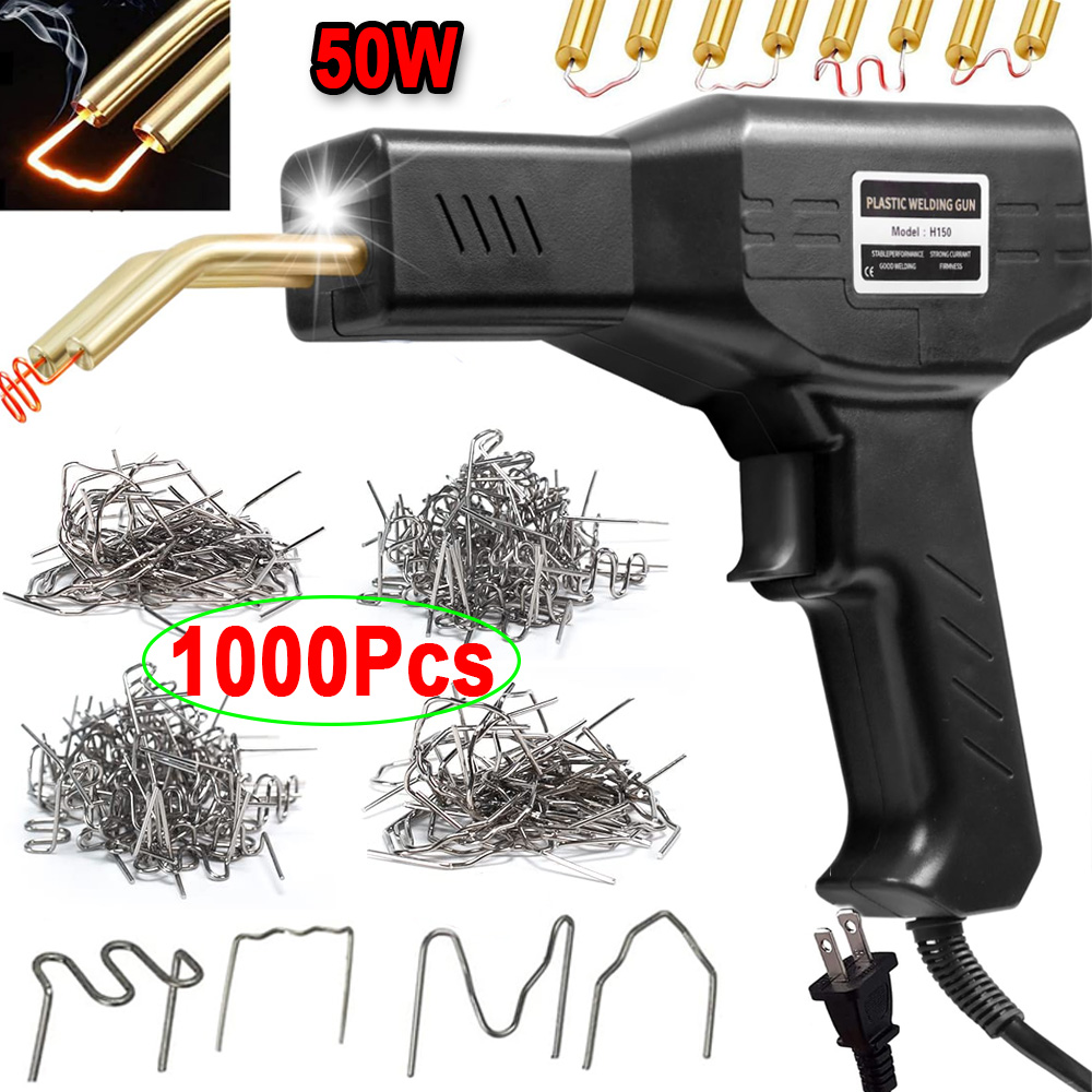 50 ワットプラスチック溶接機ガンツール 200/1000 個ホットステープルアイロンキット車体バンパープラスチック溶接プラスチックガスタンク修理用