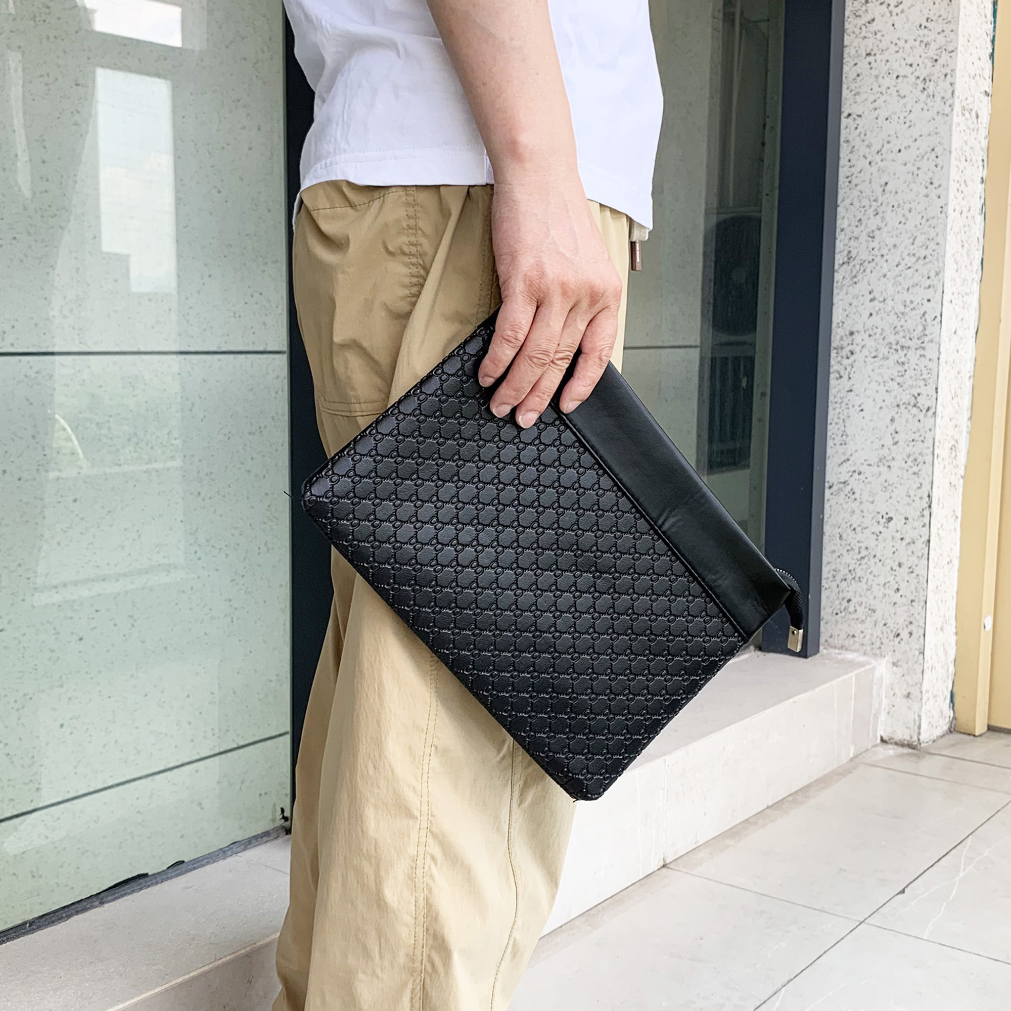 高級デザイナーメンズクラッチバッグ高品質 Pu レザーデイマネーポーチカジュアル男性パスポートカードホルダーケース電話ハンドバッグ