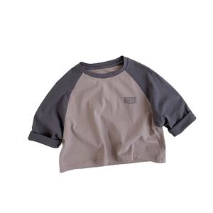 秋の新作 キッズトップス 男の子・女の子用 Tシャツ クルーネック カジュアル マルチユース 長袖トップス