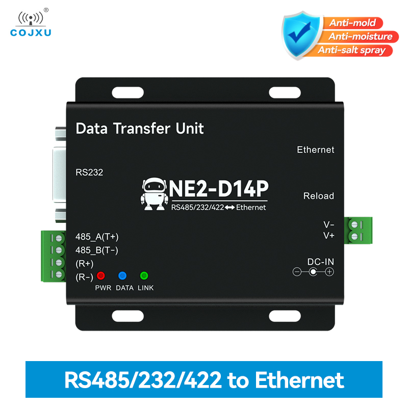 RS485/RS232/RS422 からイーサネット シリアル サーバー Modbus TCP RTU MQTT COJXU NE2-D14P 双方向ソケット リンク 電源および信号絶縁