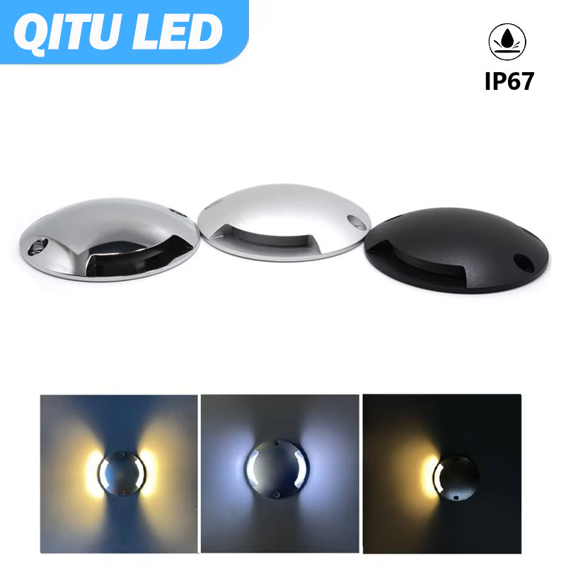 QITU 12V 24V LED 屋外グラウンドスポット RGB ガーデンサイドライト防水 IP67 ミニ表面実装薄型テラス中庭スポットライト