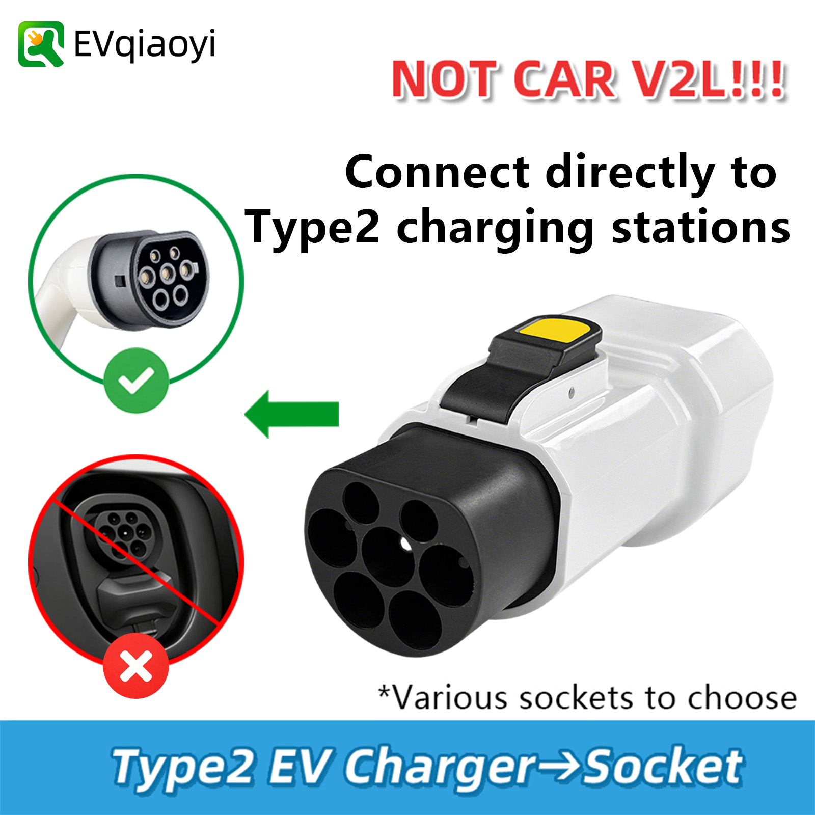 EVqiaoyi 220V タイプ 2 オスプラグ - Schuko ソケット、タイプ 2 充電ステーション、充電スクーター用 EV カーアクセサリーコネクタ