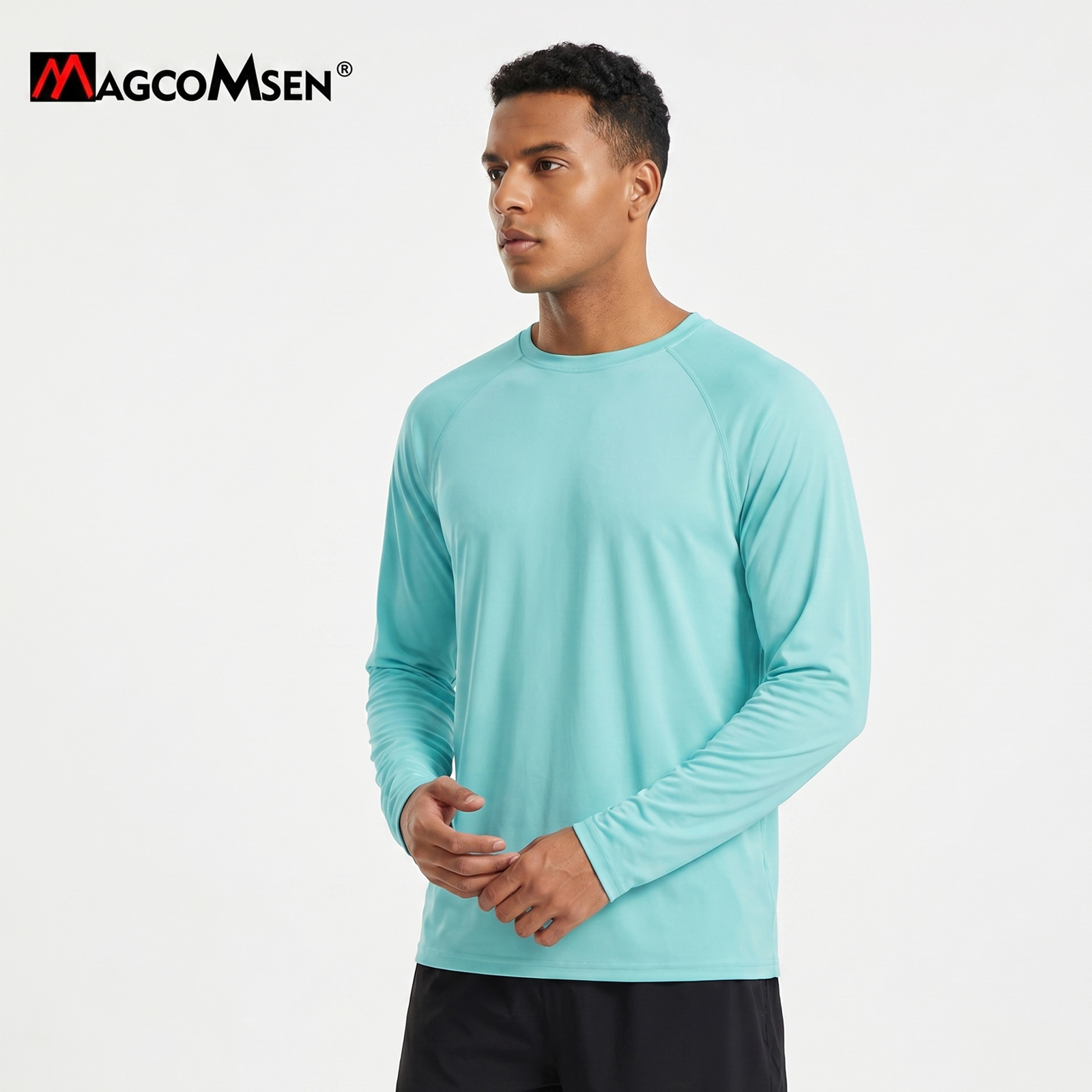 MAGCOMSEN メンズ日焼け防止 Tシャツ夏 UPF 50 長袖 Tシャツ速乾運動パフォーマンス Tシャツワークアウトラッシュガード