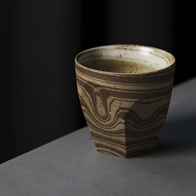 ★セラミックパレルマグヴィンテージつや消しカット手持ちカップ和風粗い陶器コーヒーミルク2色カップ各種