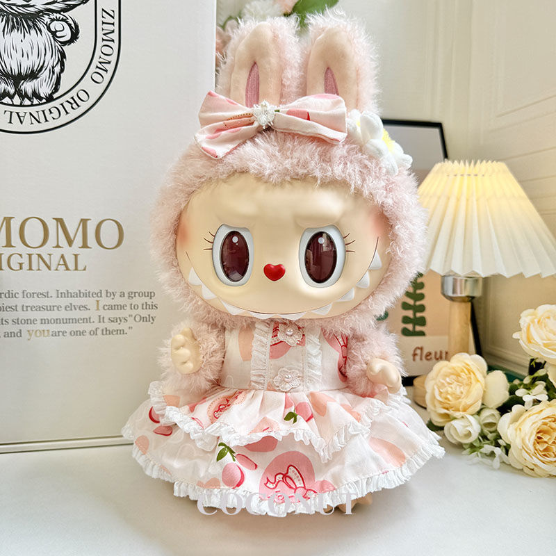 38 センチメートル人形の服 Labubu と互換性、かわいいパターンの恋人プリンセスドレス、絶妙な人形の装飾アクセサリー