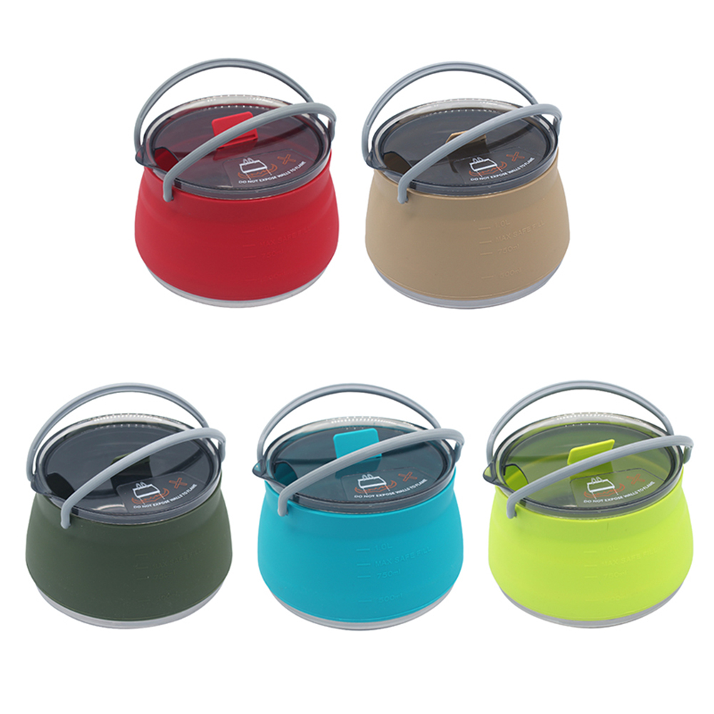 1L ポータブルトラベルケトル BPA フリーキャンプケトルキャンプクックポットステンレス鋼底旅行ピクニックハイキング用