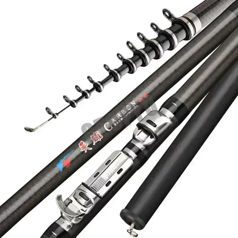 2.7 メートル 3.6 メートル 4.5 メートル 5.4 メートル 6.3 メートル 7.2 メートルカーボン伸縮ロック釣竿超軽量ロッドルアー鯉旅行オーシャンスピニング釣竿