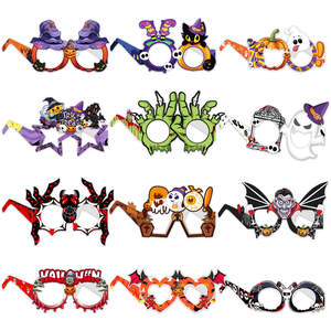 12 per pack Halloween Party Paper Glasses Photo Props Pumpkin Ghost Glasses Frames Halloween Glasses Funny Costume Props