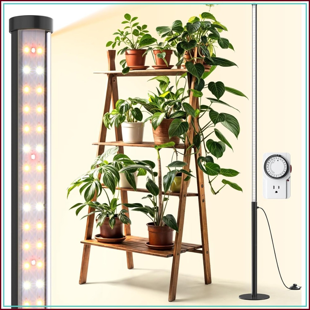 42W 169 LED フルスペクトル成長ライト、4FT-5.6FT 高さ調節可能、フットスイッチ、背の高い植物に最適