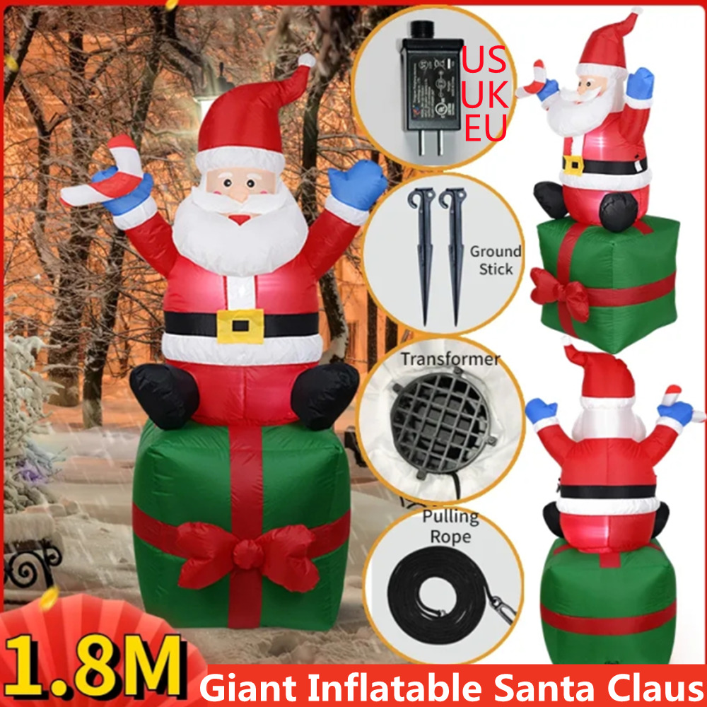 1.8 メートル/6FT 巨大なクリスマスインフレータブルサンタ LED ライトインフレータブルモデルおもちゃ屋外飾りクリスマス新年パーティーの装飾