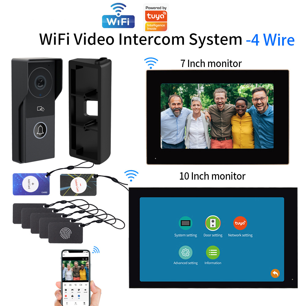 APP スマート WiFi ビデオドア電話システム 1080P 7 インチモニターアクセス制御付きヴィラアパート IR ナイトビジョンドア