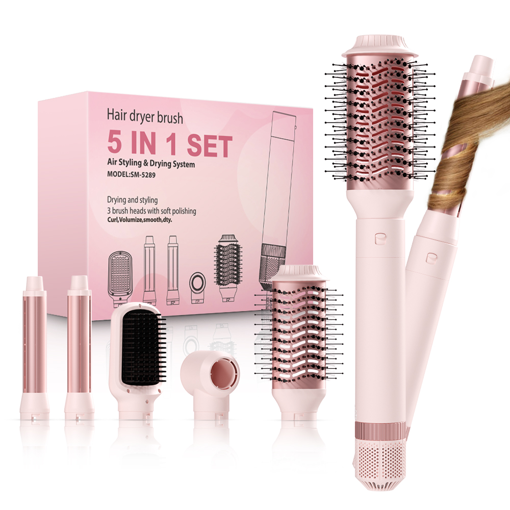 ヘアドライヤー ブラシ取り外し可能な 5-in-1 スタイリングおよび乾燥システム、速乾性、カール スムージングおよびスタイリング、自動カール アイロン