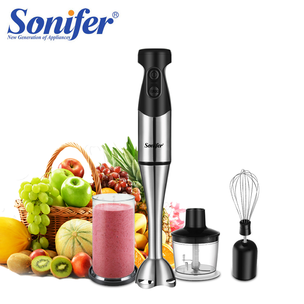 Sonifer 3 in 1 浸漬ブレンダー電動ハンドブレンダー 500 W 取り外し可能なベース付きチョッパー泡立て器ジュースジャムミンスミート用