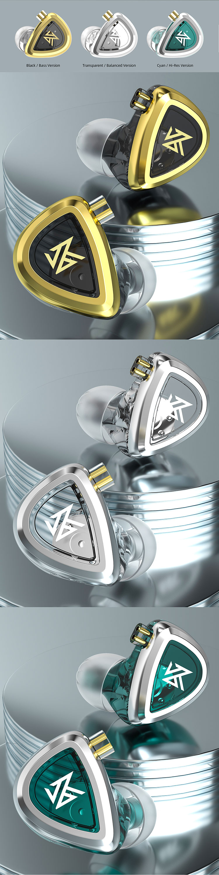 KZ EDA ダイナミックインイヤーヘッドフォン HiFi 有線イヤホンプロフェッショナルステージイヤホン 3 チューニング 1 セット
