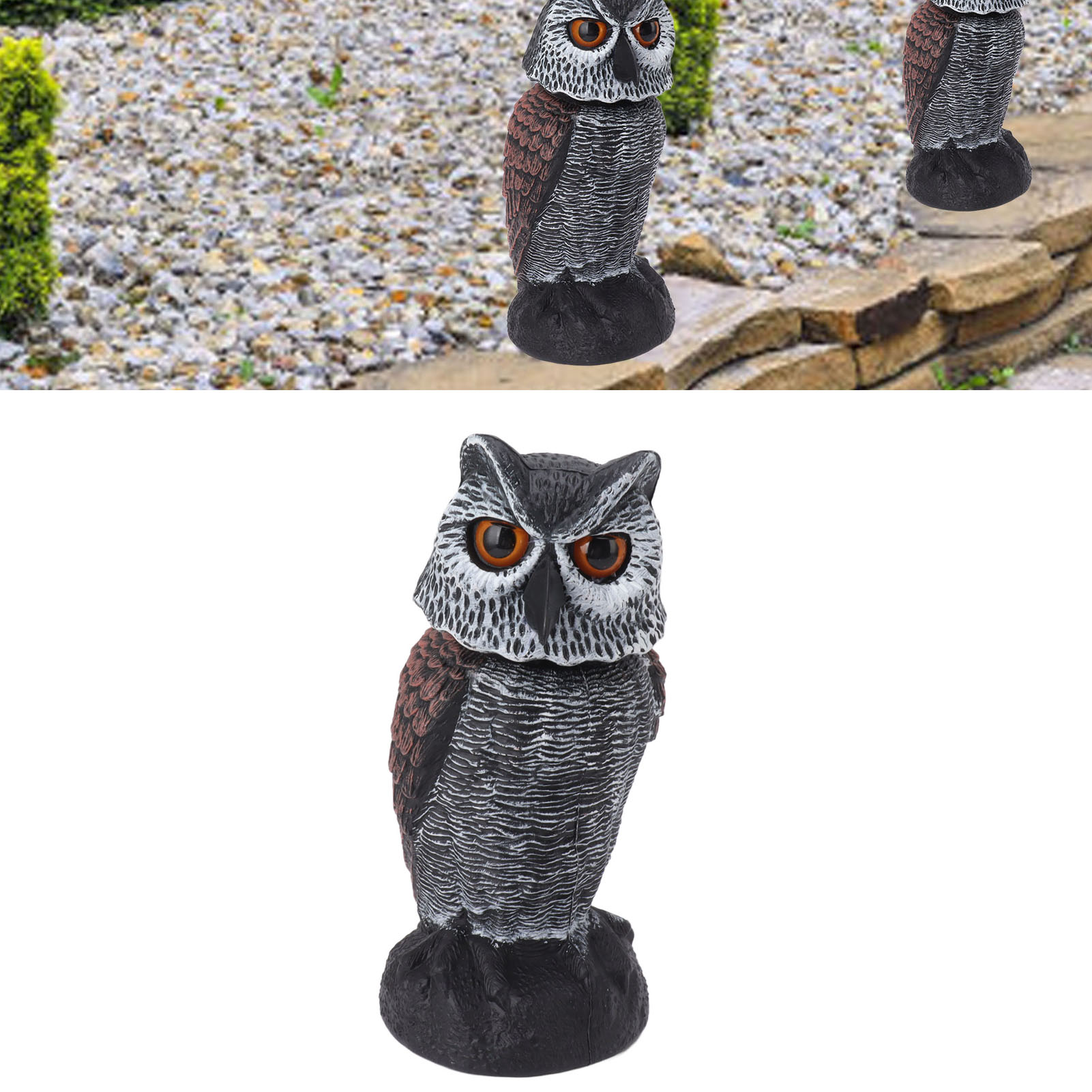 鳥を怖がらせるフクロウデコイ フクロウデコイ プラスチックシェイクヘッドフクロウデコイ 鳥を怖がらせるかかし フェイクフクロウ 屋外庭の装飾
