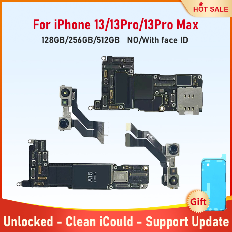 iPhone 13 13 Pro 13 Pro Max マザーボード用の完全にテストされたメインボード、Face ID ロック解除済みロジックボード、iCloud クリーニング済み
