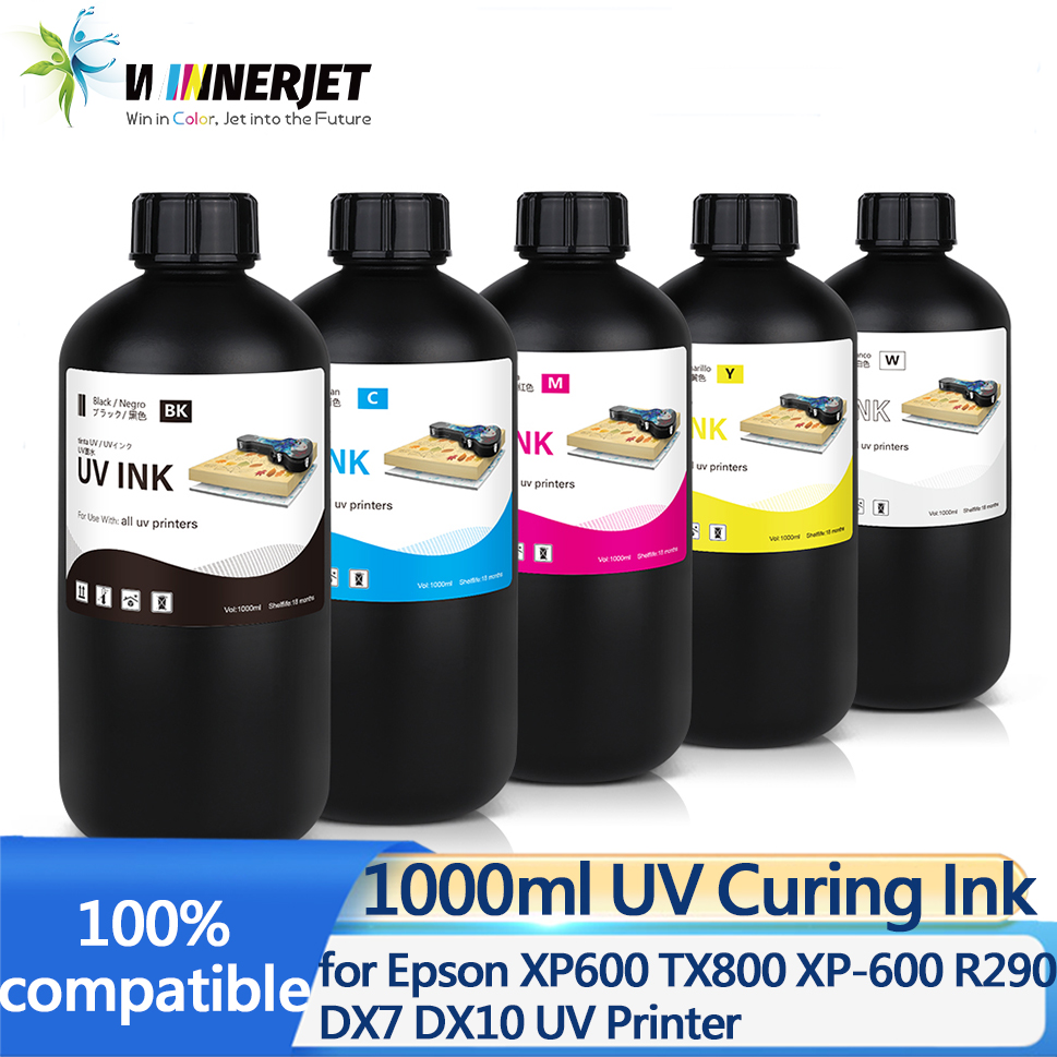 LED UV インク 1000 ミリリットル UV インクエプソン 1390 R1800 R1900 TX800 4800 7880 9880 DX5 DX7 UV フラットベッドプリンタユニバーサル UV 硬化インク