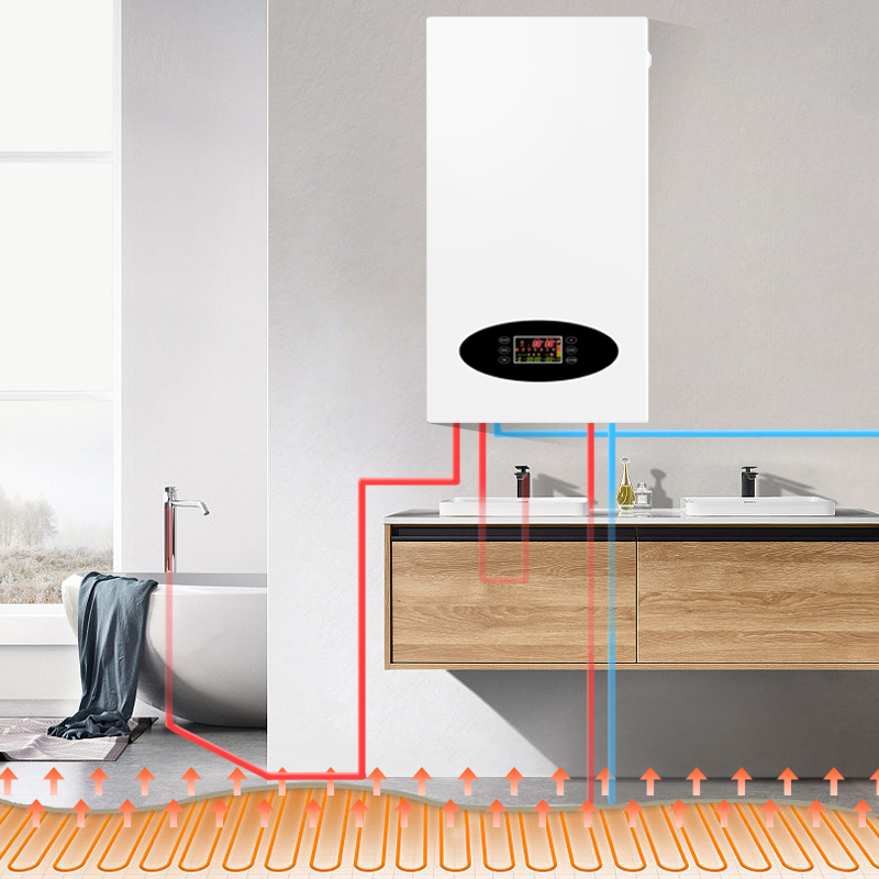 給湯器 8KW-12KW インスタントタンクレス家庭用給湯器床セントラルヒーティング電気コンビボイラー暖房と DHW