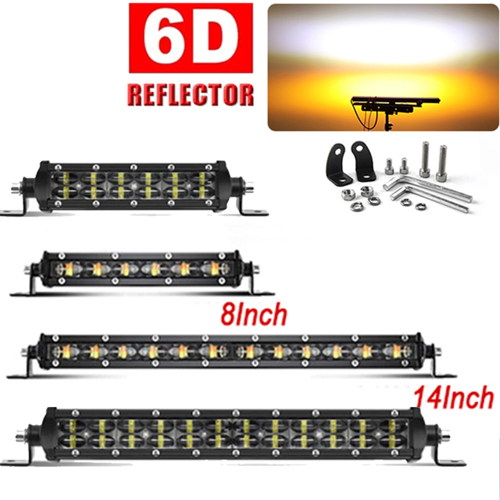 Work Light Bar LED Lens Spot Car Driving Lights for off road 4x4 jeep 6D Len LED Bar 3000k 6000k Work Lamp Front bumper grille