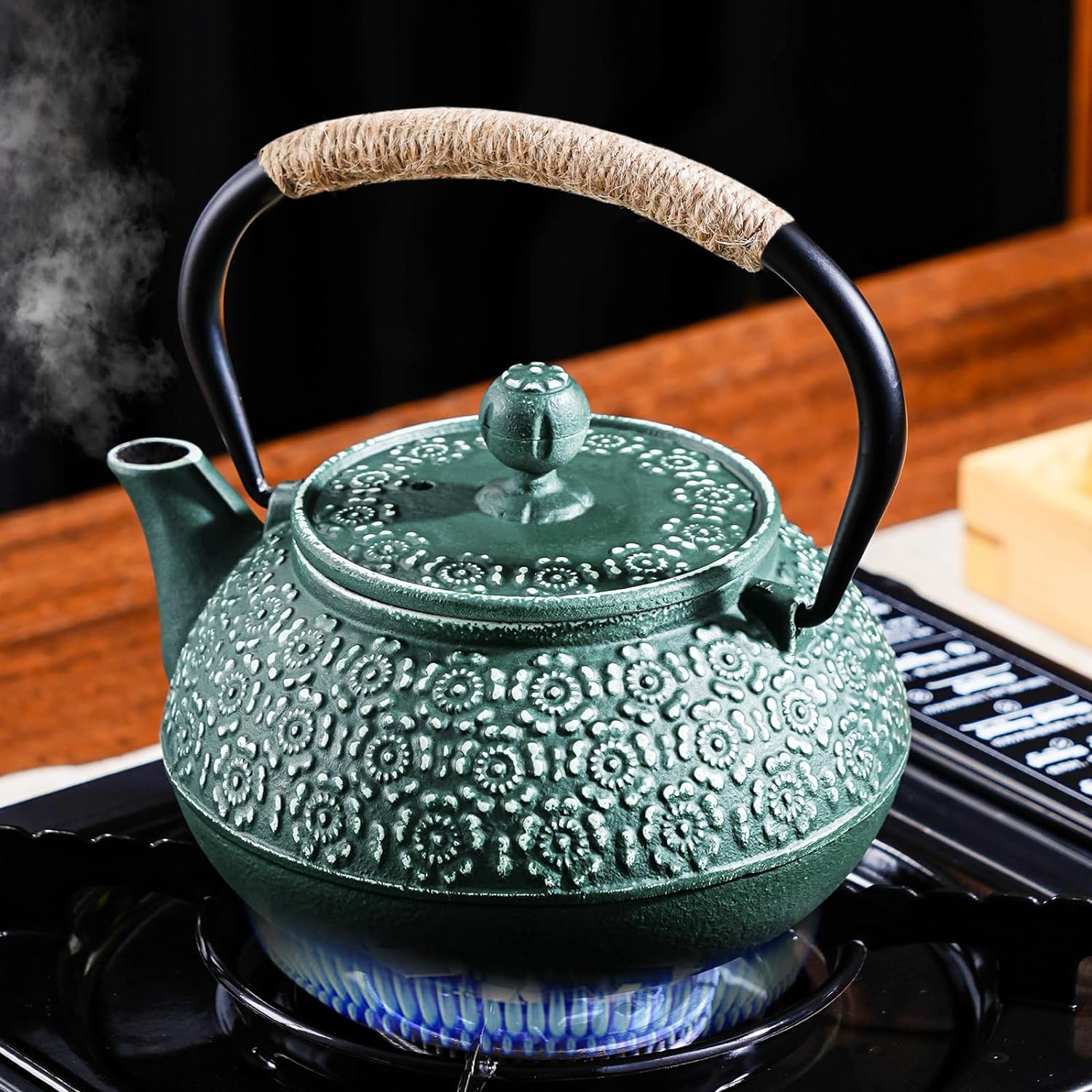 GIANXI 900 ミリリットル家庭用鋳鉄ティーポット桜柄やかん茶こし付きコーヒー紅茶ウォーターポットティーセットキッチン用品