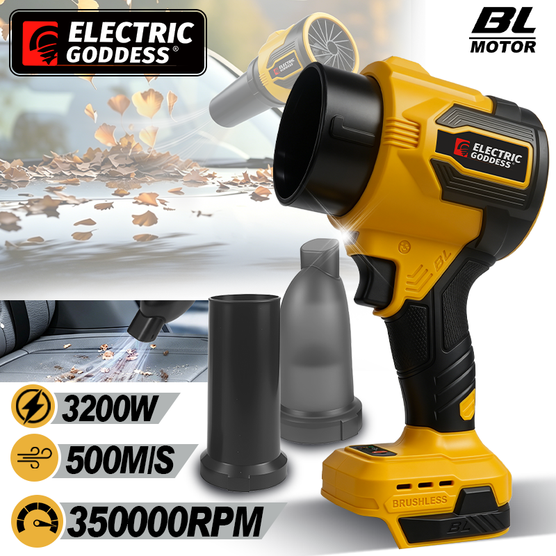 電気女神 3200 ワットブラシレス電動ターボブロワージェットファン 350000RPM ハンドヘルド葉吹きツール Dewalt 20V バッテリーピン