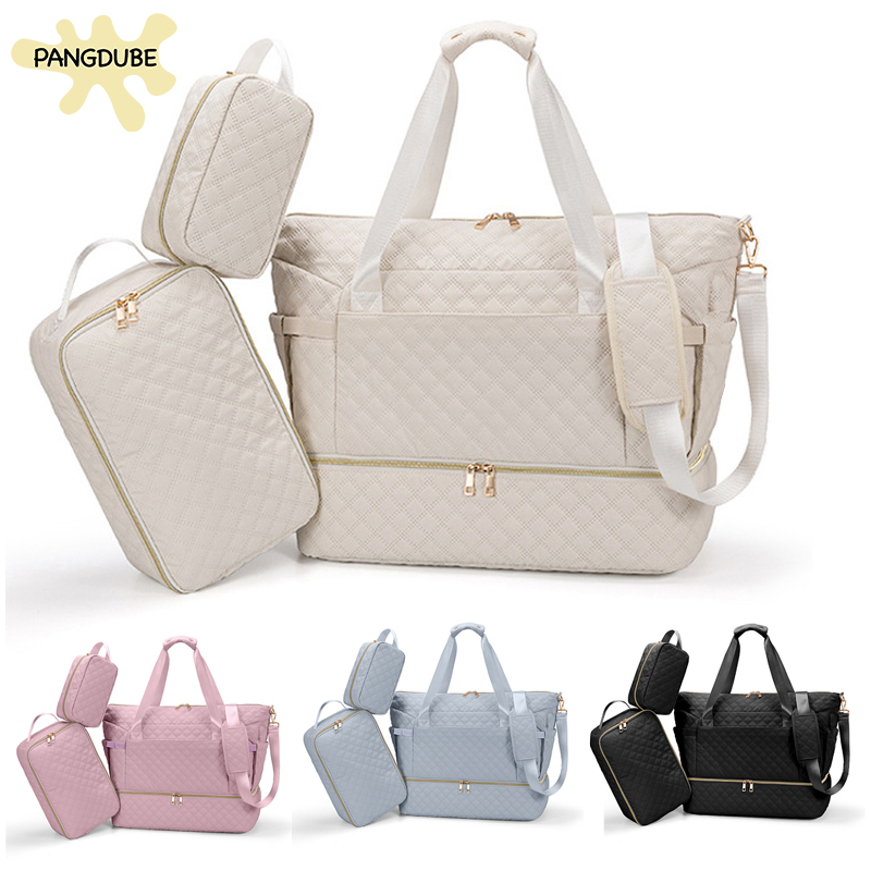 PANGDUBE 3 ピース/セットベビーおむつバッグセット旅行マタニティバックパック女性のための屋外おむつバッグファッションママショルダーおむつバッグ
