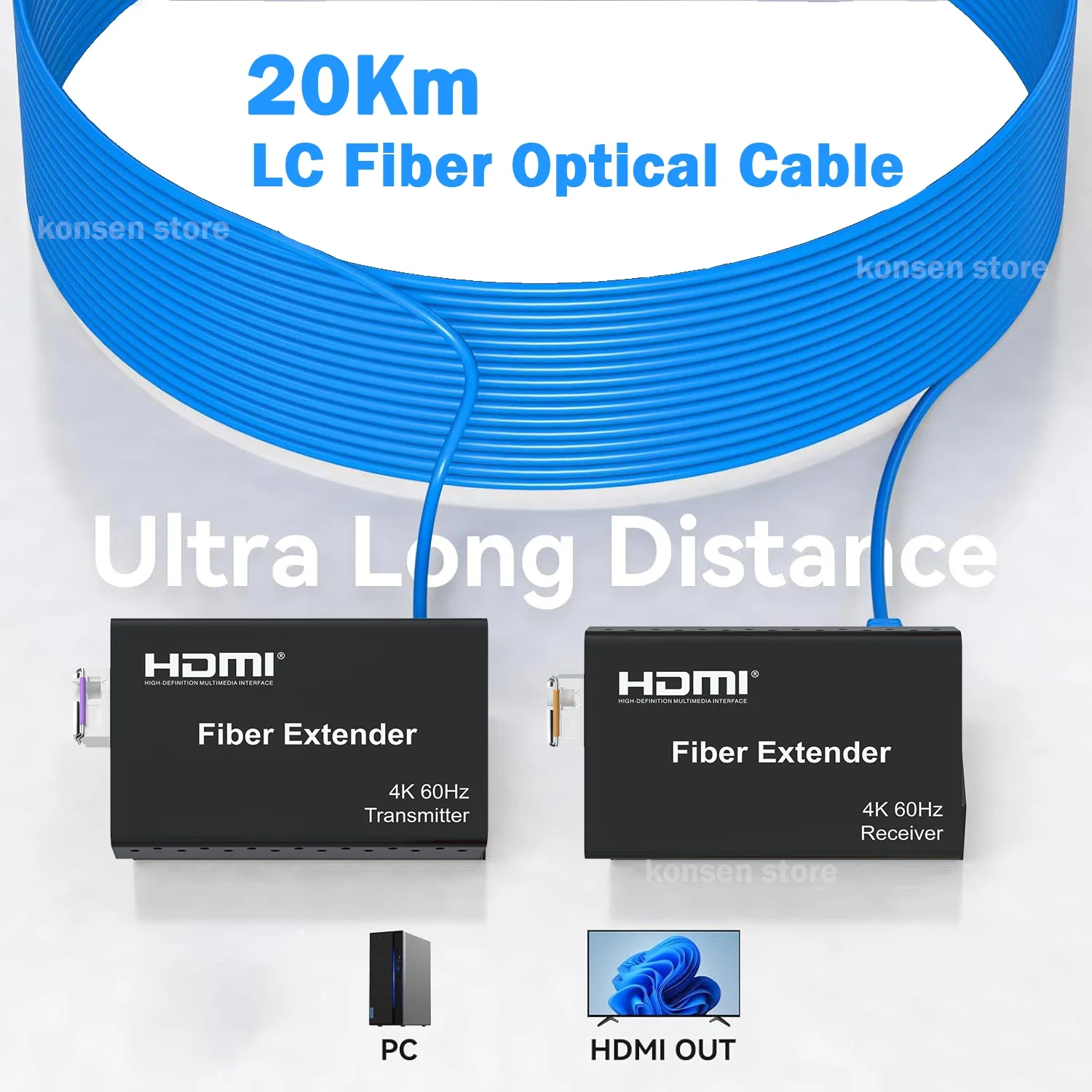 4K@60Hz 20Km シングルモード LC / SC ファイバー HDMI ファイバー エクステンダー SFP モジュール HDR10 HDCP2.2 付き HDMI ファイバー トランシーバー コンバーター
