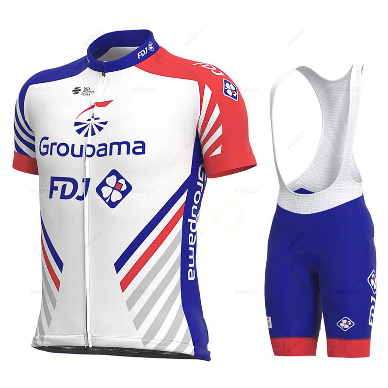Fdj チーム サイクル ジャージ セット、MTB 自転車ウェア、ビブショーツ、バイクウェア、ユニフォーム、新品、夏、2024