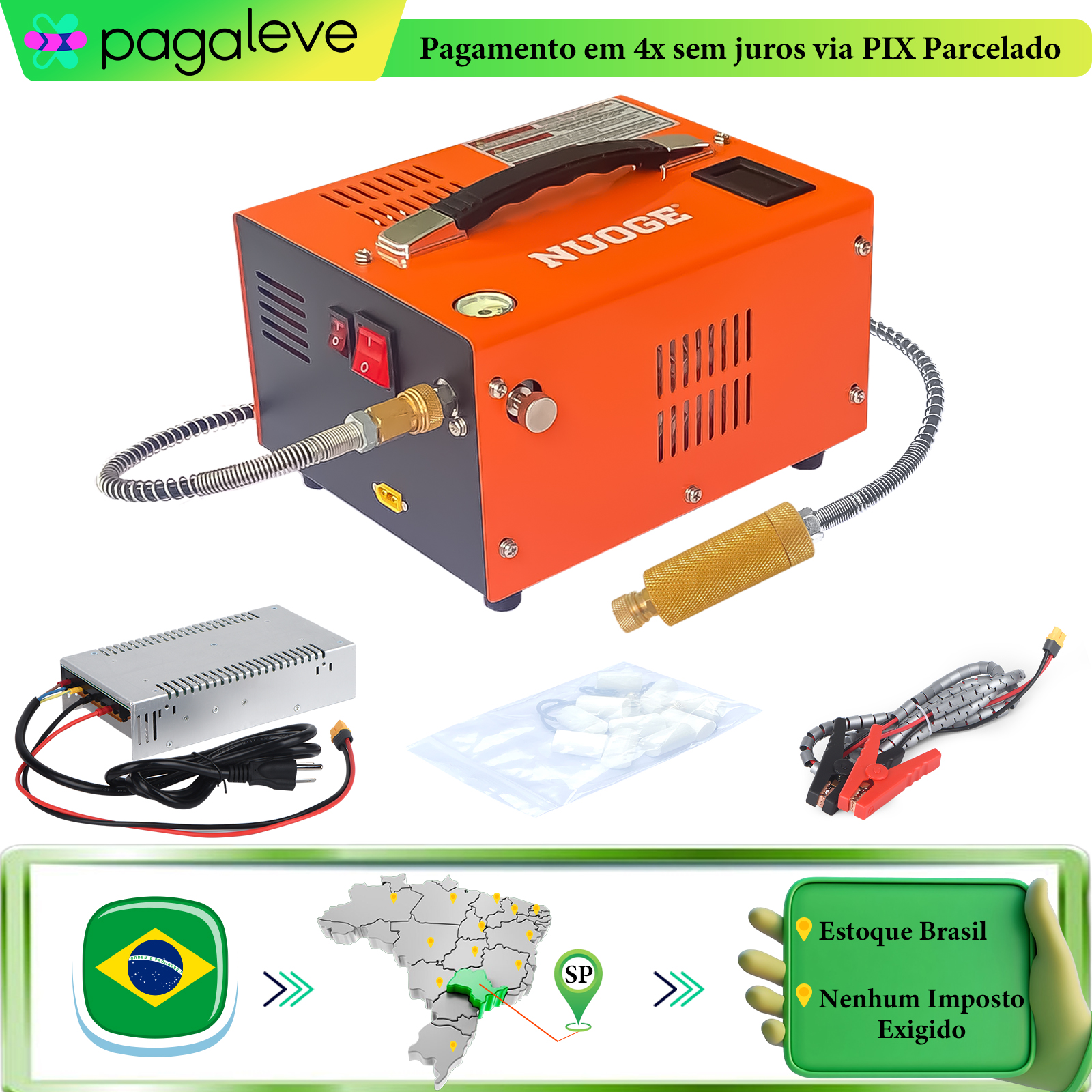NUOGE 110V/220V 電源 PCP エアコンプレッサー 4500Psi 30Mbar ポンプオイル/水フリー高圧ダイビングボトルに適用