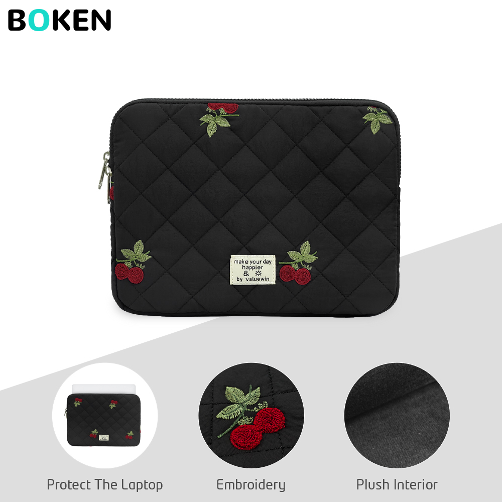 刺繍ラップトップバッグ Case13 14 15 16 インチ MacBook Air/Pro Neo Lenovo 表面 Dell ノートブックバッグ、ソフトプラッシュ裏地ラップトップケース