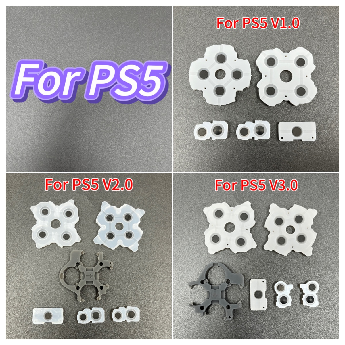 20 セットの交換 PS5 BDM-010 020 030 シリコーン導電性ゴムボタンパッド修理 PS5 Dualsense V1 V2 V3 コントローラー