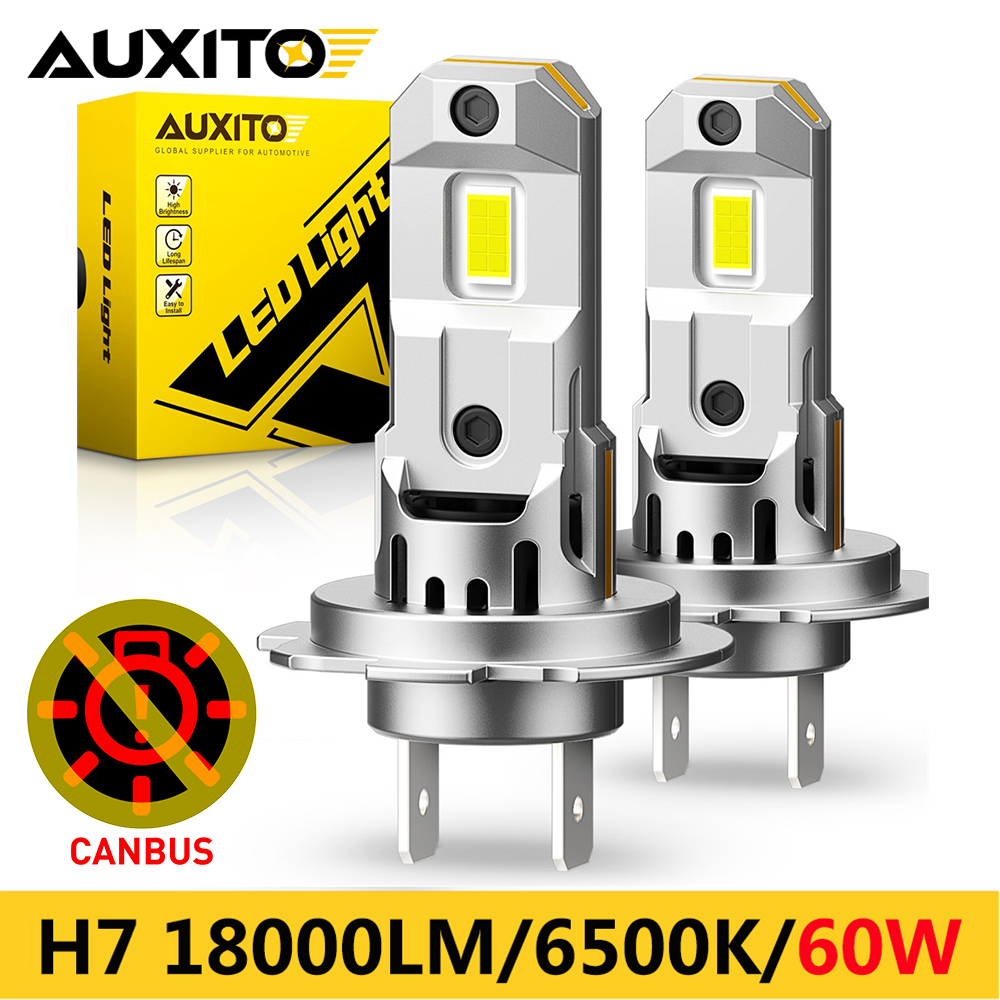 AUXITO 2 個 H7 LED ヘッドライト電球 Canbus 60 ワットハイパワーターボ電球 6500K 18000LM チップミニ Led ライトプラグ