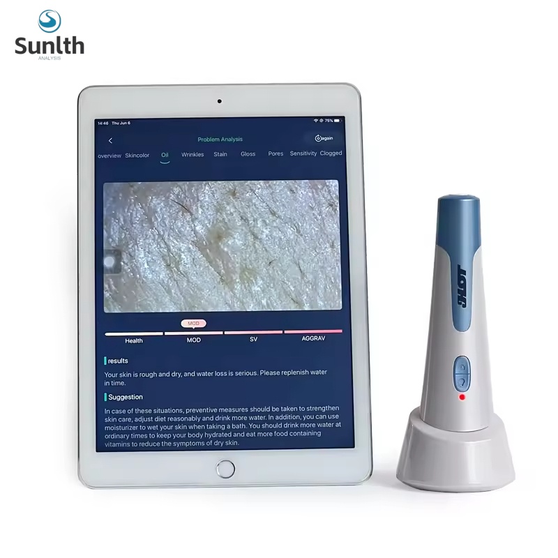 携帯電話とタブレット使用 Wifi 接続頭皮/皮膚/毛包検出器皮膚アナライザー充電式 UV テスト分析拡大鏡