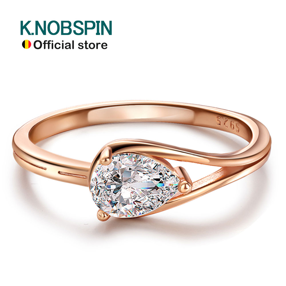 KNOBSPIN ペア モアッサナイト リング 女性用 1ct D カラー VVS1 ダイヤモンド GRA 認定ソリッド 925 シルバー メッキ 18K ゴールド婚約指輪