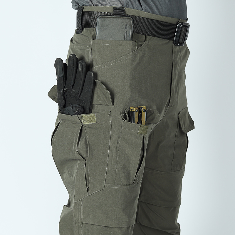 夏マルチポケット作業戦術的なパンツ男性屋外防水スポーツハイキング登山パンツ戦闘軍事貨物ズボン