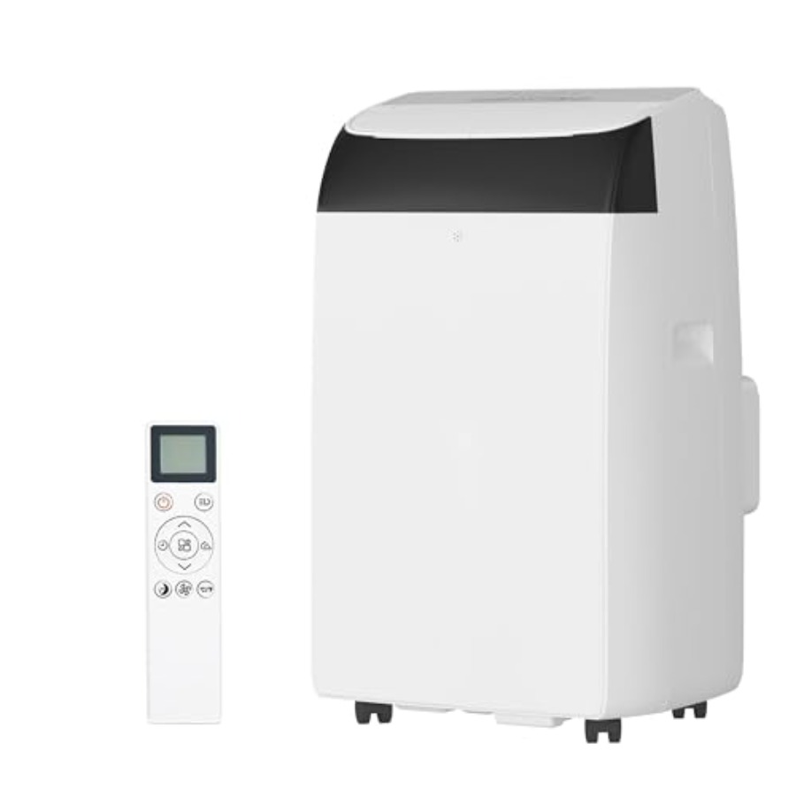 最大 750 平方フィートの部屋用のポータブル エアコン、ホワイト トップ、14,000 BTU、除湿機とファン、リモコン、設置可能