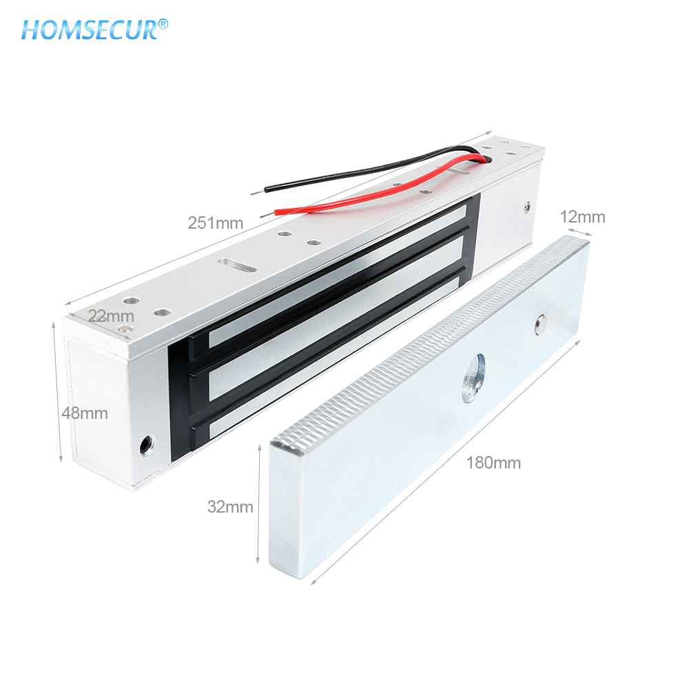 HOMSECUR 12V 防水電気磁気ロック 280 キロ 600lb 保持力鉄木製ドアアクセスビデオインターホンシステム