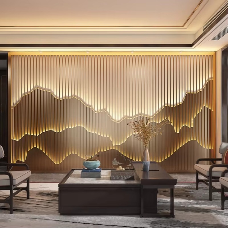 Mountain Pattern Interior Wall Room Divider Metal Partitions with Light
