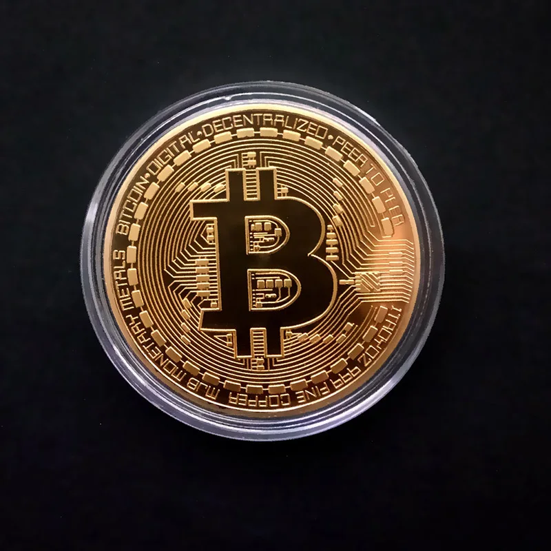 Plated Souvenir Gift Art Collection Physical Bitcon Coin BTC Case Antique Imitation Bitcoints Coins Metal Gold Commemorative