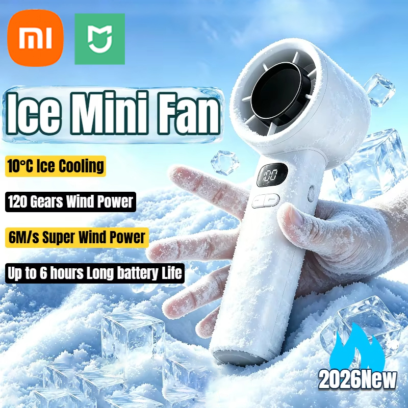 Xiaomi MIJIA Handheld Mini Fan 120 Speed Portable Bladeless Desktop Fan Rechargeable Instant Cooling With Ice Mode For Men Women